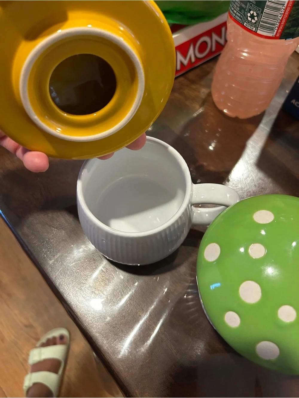 Cost Plus World Market Yellow & Green Polka Dot Ceramic Party Covers